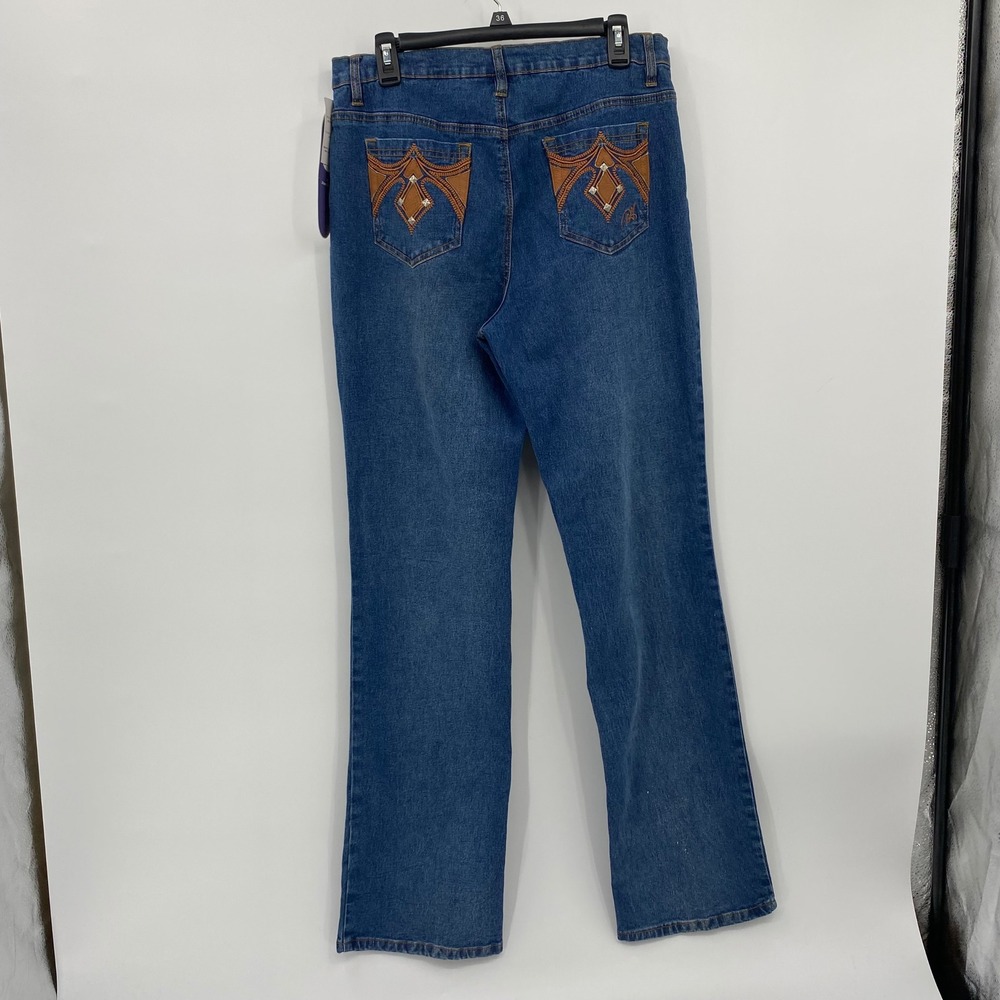 DG2 by Diane Gilman Womens Tall Bootcut Jeans Blue Western Studded Pockets 12T - Picture 3 of 8